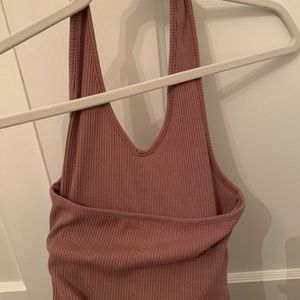 High neck ribbed tank